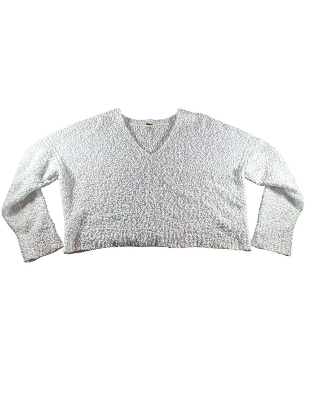 Free People White Fuzzy Sweater